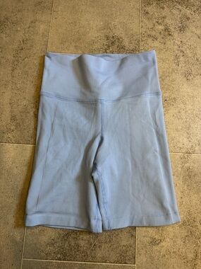 Athleta Ribbed High-Waist Biker Shorts - Light Blue